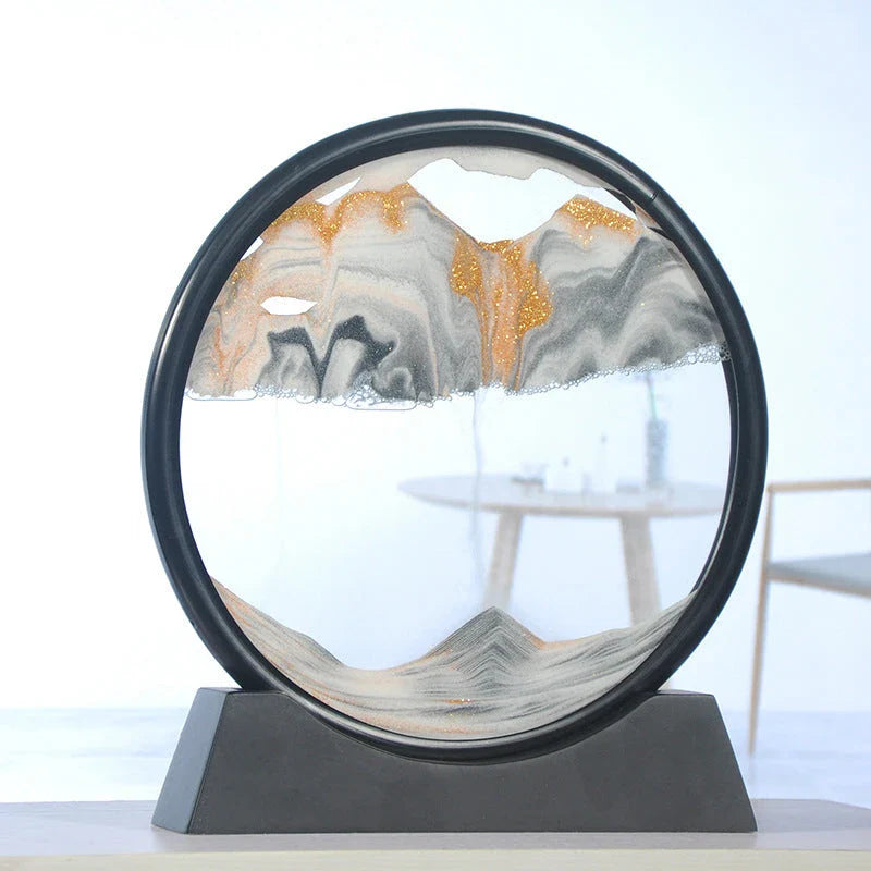 Mesmerizing glass sand art with vibrant, ever-changing movements in a variety of colors