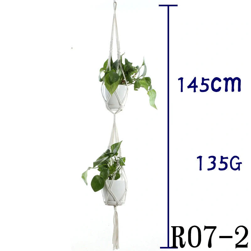 Stylish hanging cotton rope plant holder for indoor and outdoor decoration