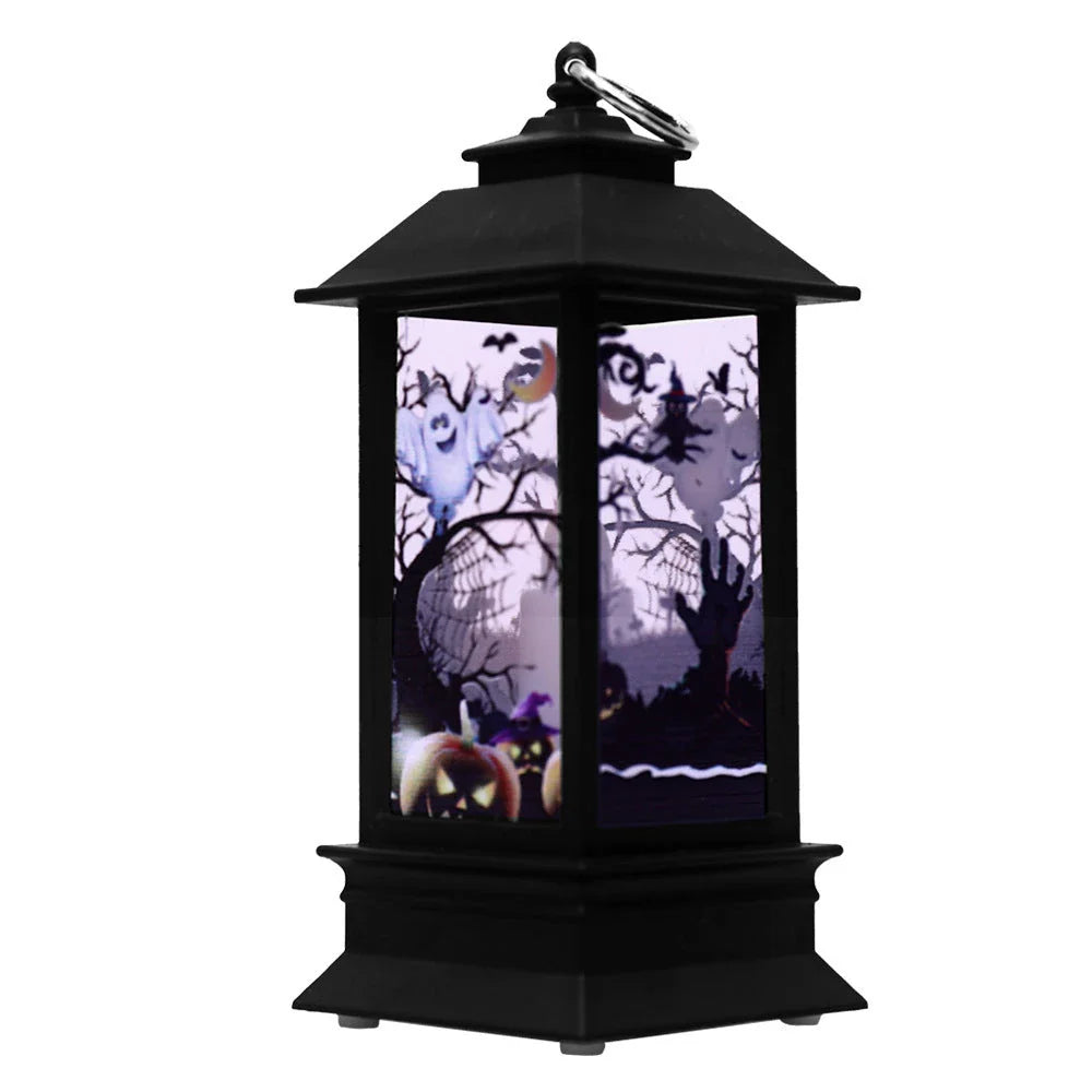 Enchanting Halloween pumpkin lamp with intricate design and warm LED lighting, perfect for seasonal decor