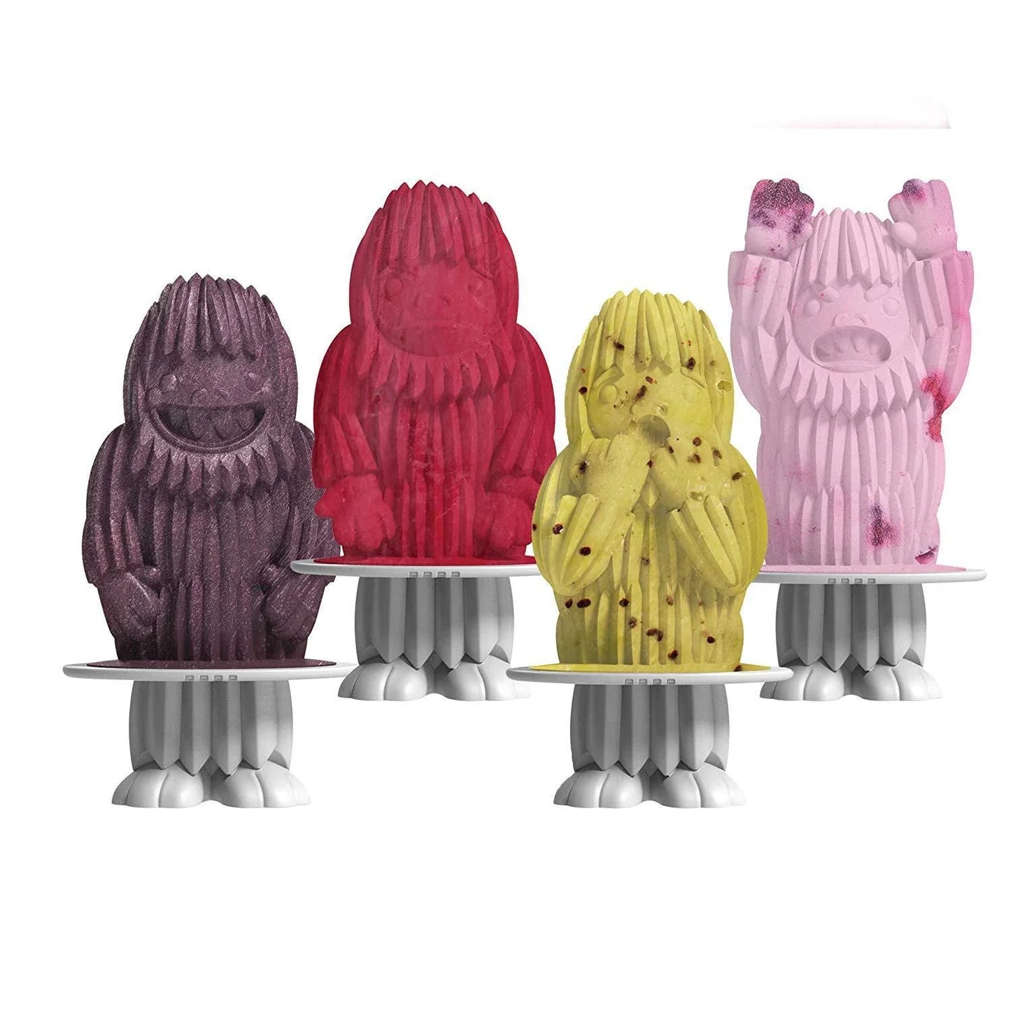 Zombie-themed popsicle mould with four unique ice lolly designs and skeleton-shaped sticks