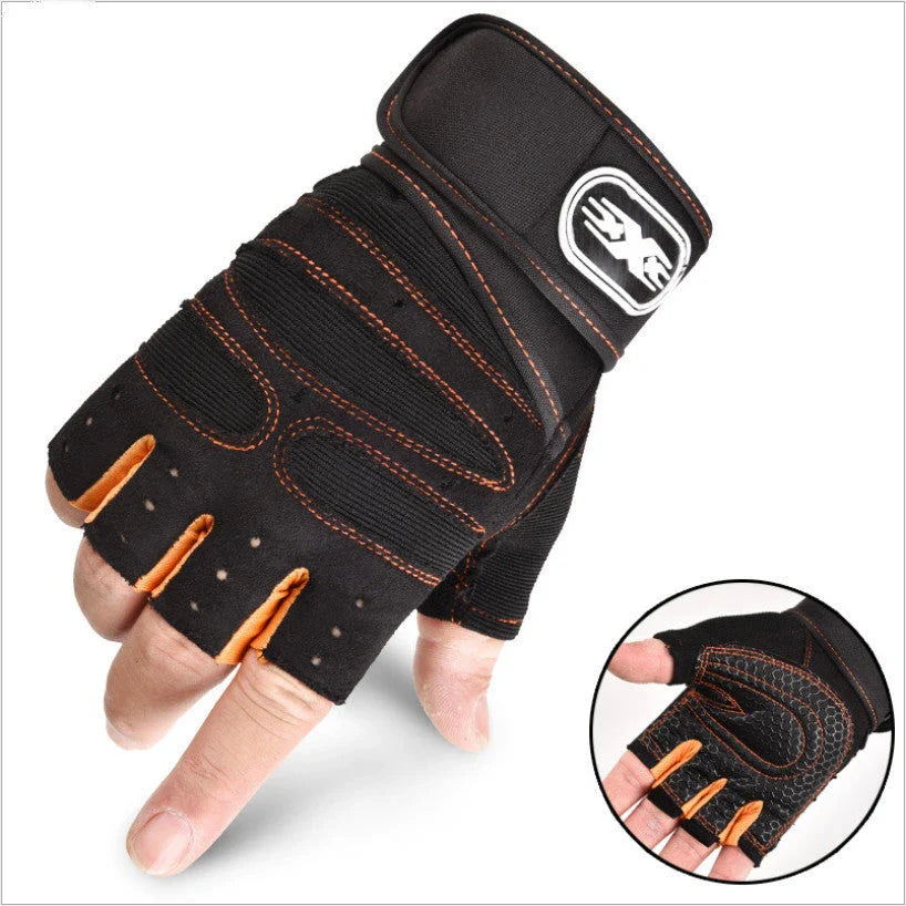 Premium half-finger cycling gloves with breathable mesh, adjustable wrist support, and non-slip palm grips for superior comfort and control during cycling and fitness activities.