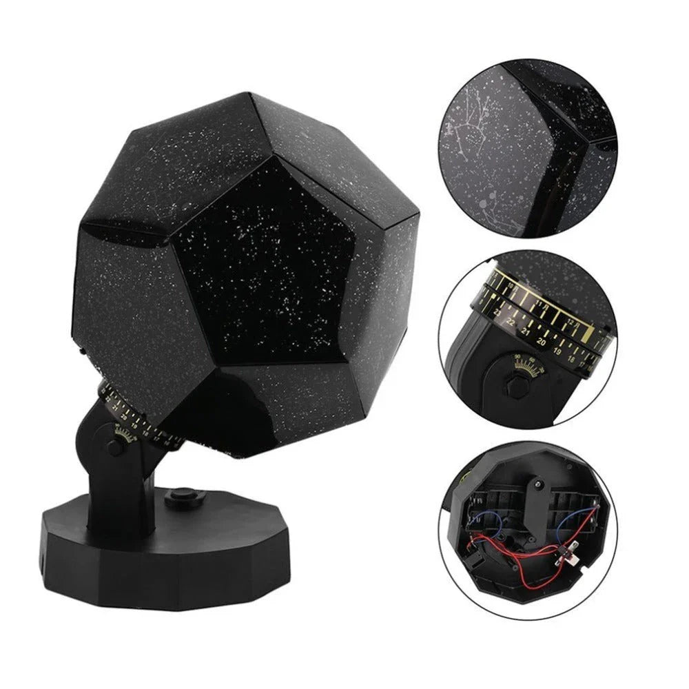 Magical Starlight Projection Lamp casting a mesmerising display of stars and seasonal motifs, creating a serene ambiance in a living room