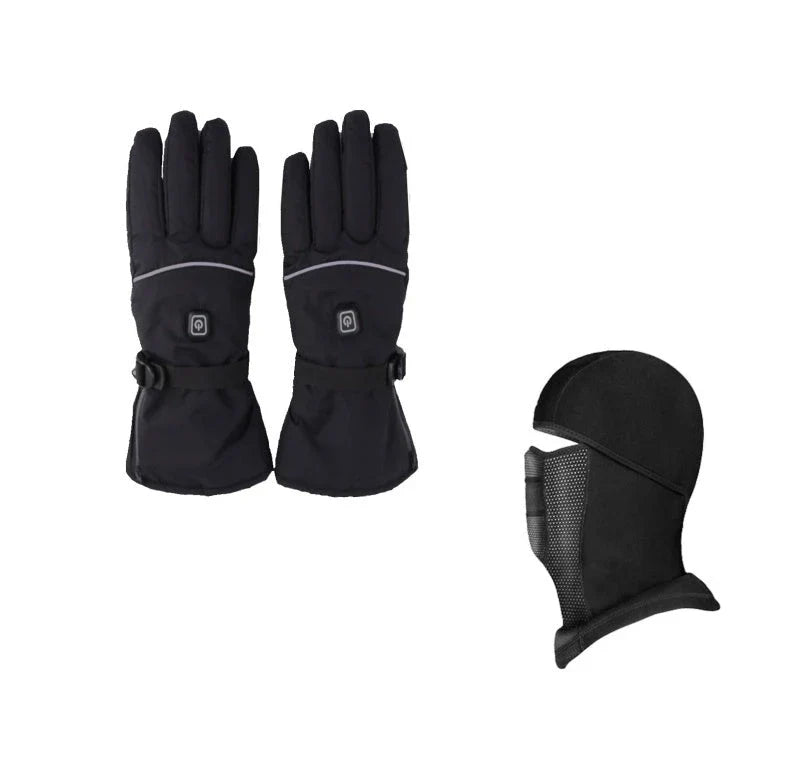 Rechargeable heated gloves with adjustable temperature control, non-slip leather palm, and breathable velvet lining