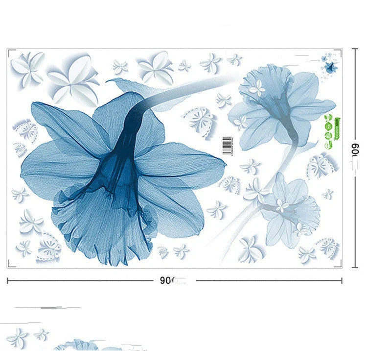 Nordic blue flower background decorative wall stickers for living room