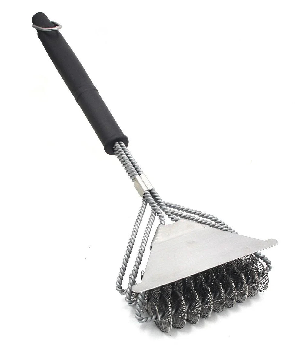 Premium stainless steel barbecue grill cleaning brush with durable wire bristles and ergonomic handle for easy grill maintenance