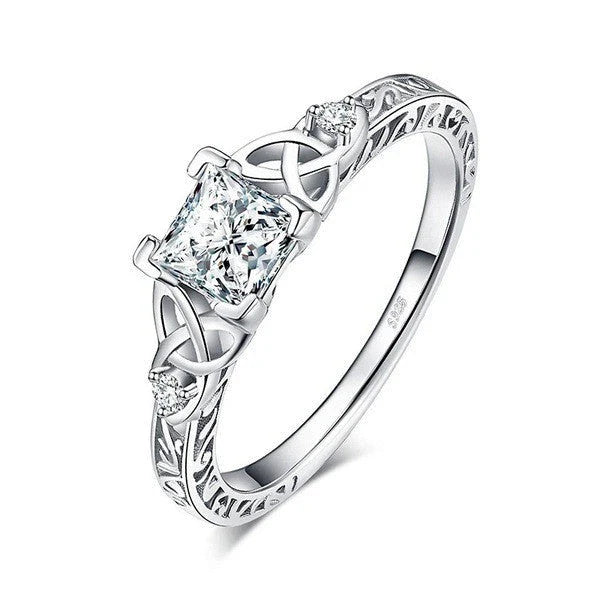 Elegant constellation-inspired engagement ring with brass and electricity white steel construction
