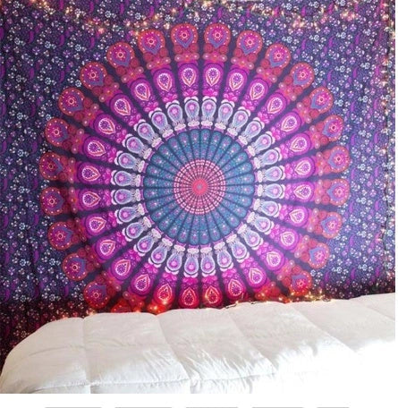 Printed mandala design wall hanging tapestry in various colours and sizes