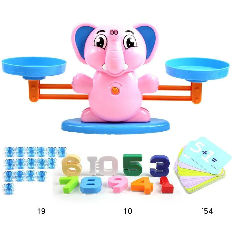 Engaging early learning math balance toys for preschool children featuring colorful animal designs