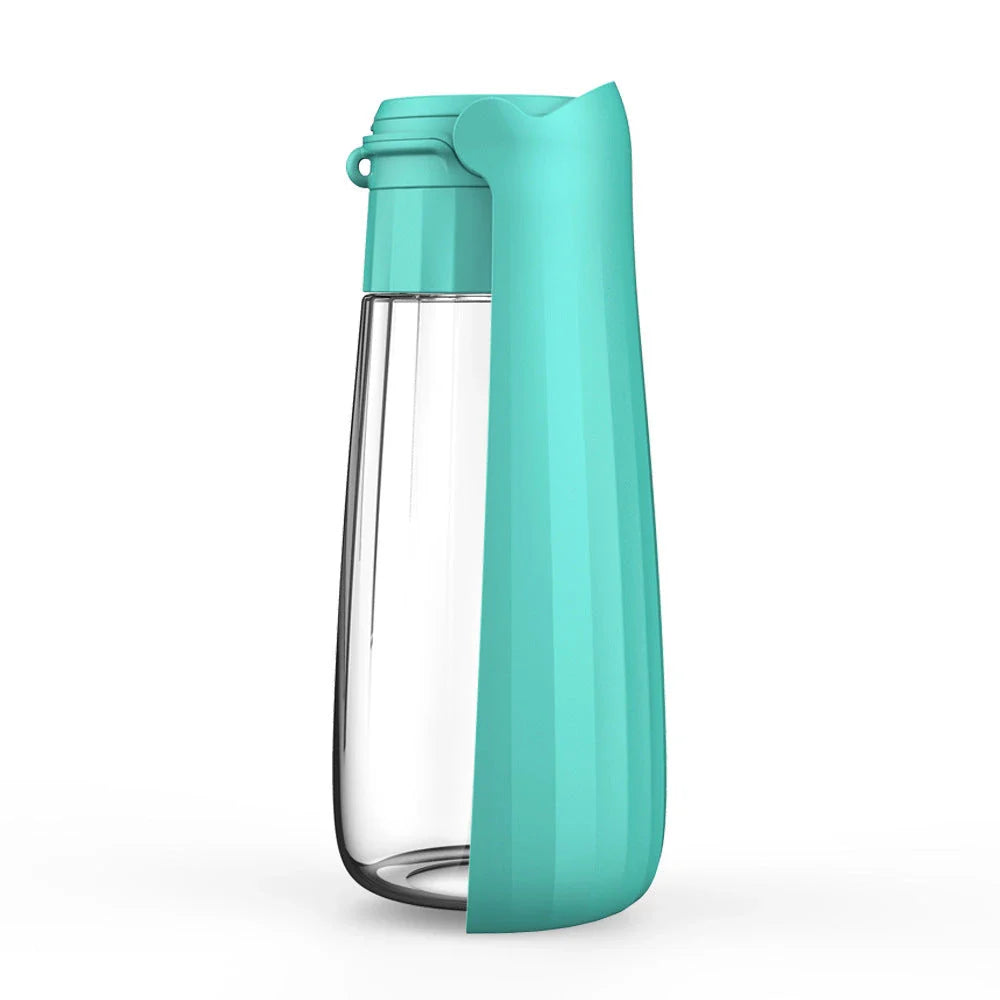 Portable folding dog water bottle with large 550ml capacity in various colors