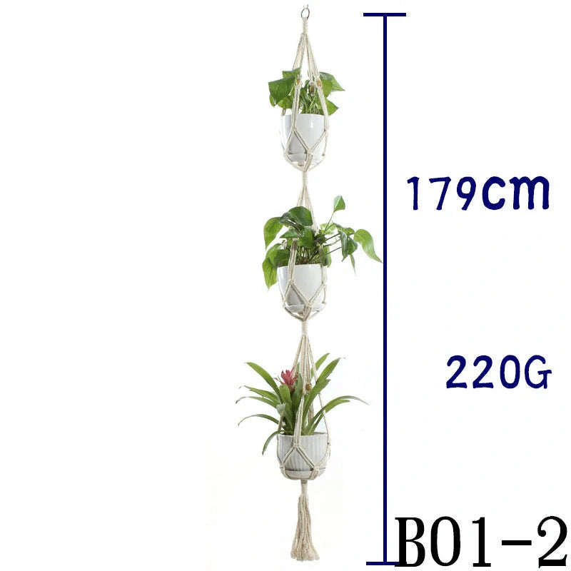 Stylish hanging cotton rope plant holder for indoor and outdoor decoration