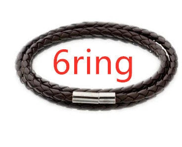 Personalized Leather Bracelet with Engraved Name Charm in Black and Brown Colors