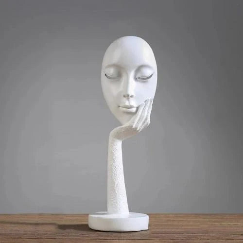 Nordic abstract art thinker lady mask figurine resin statue for home and office decoration