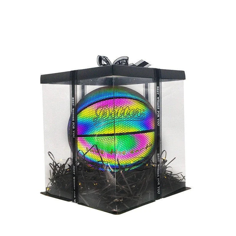 Luminous glow-in-the-dark basketball with reflective design for night games and outdoor activities