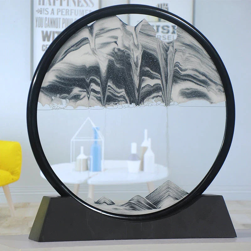 Mesmerizing glass sand art with vibrant, ever-changing movements in a variety of colors