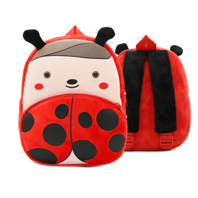 Adorable plush backpacks featuring various animal designs, perfect for primary school children