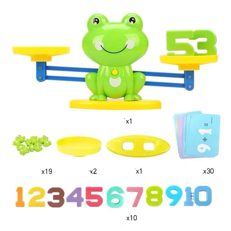 Engaging early learning math balance toys for preschool children featuring colorful animal designs