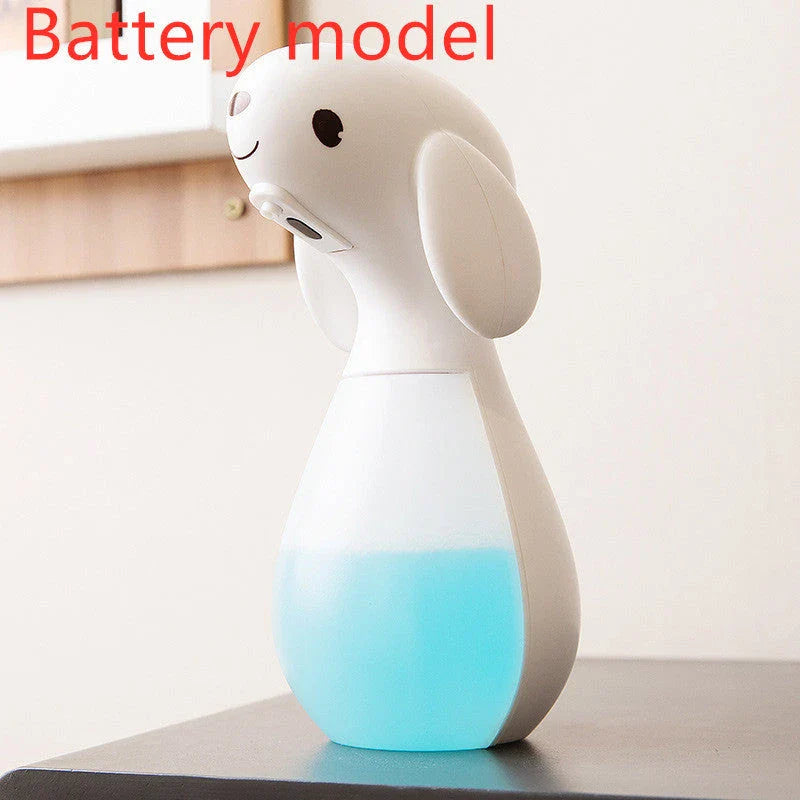 Touchless cartoon-style soap dispenser with automatic frothing and hands-free operation
