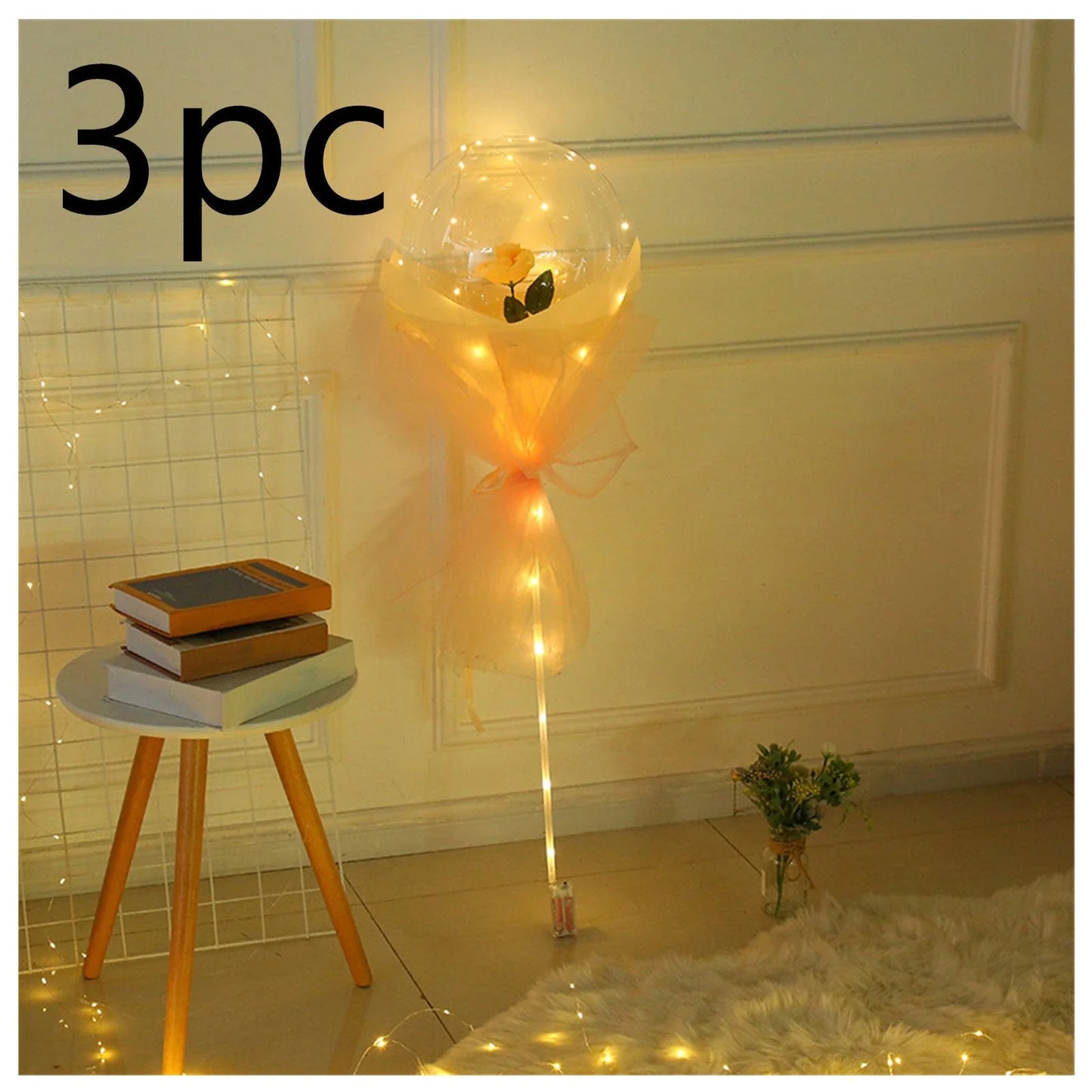 A luminous bouquet of glowing rose-shaped balloons, creating a magical and enchanting display.