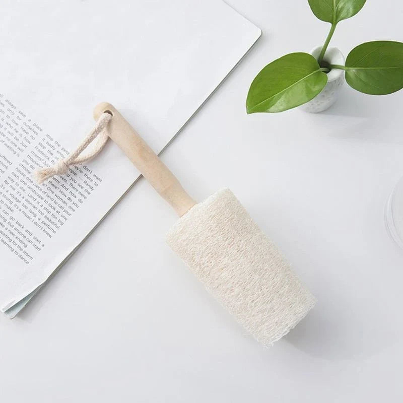 Premium Bamboo Bottle Cleaning Brush with Natural Loofah Bristles for Reusable Bottle and Cup Cleaning