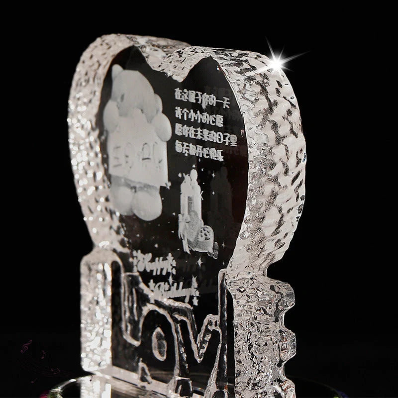 Personalised crystal photo night lamp with Bluetooth music player and colour-changing LED lights