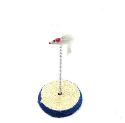A handcrafted cat toy made from solid wood and natural materials, featuring a feather-on-a-stick design to captivate and engage your feline friend.