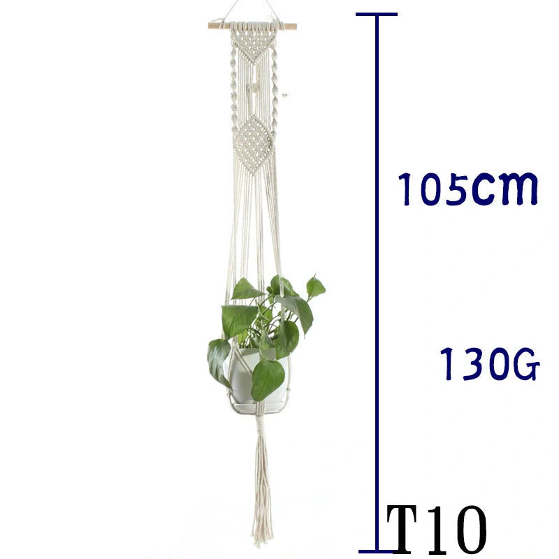 Stylish hanging cotton rope plant holder for indoor and outdoor decoration