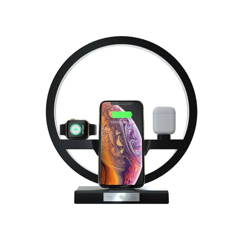Fast Charging 4 in 1 Bedside Lamp Wireless Charger Bracket with TYPE-C Cable