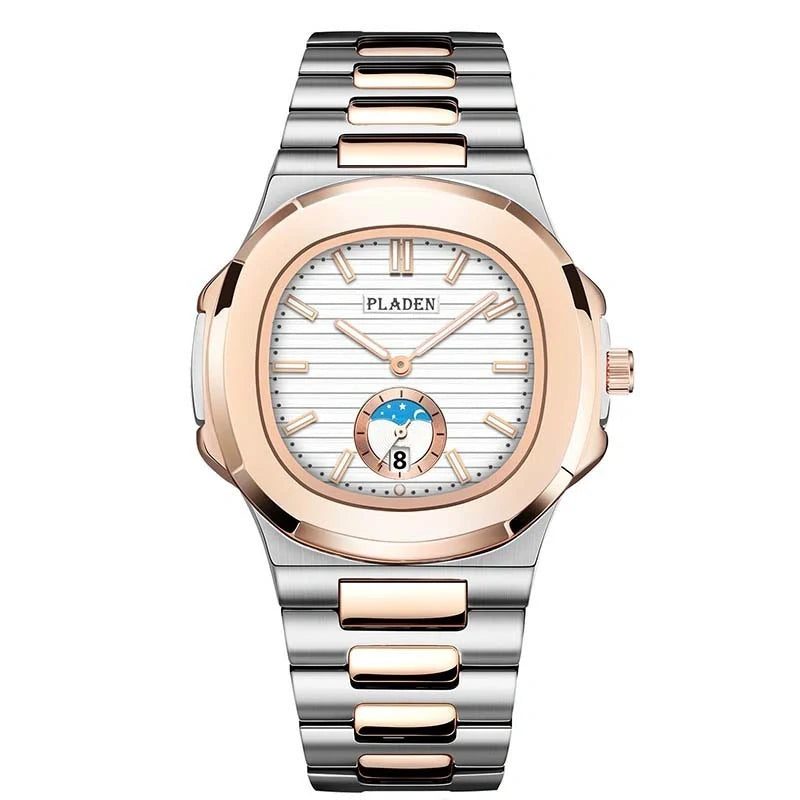 Premium Waterproof Quartz Watch with stainless steel case, mineral glass face, and quartz movement for reliable timekeeping