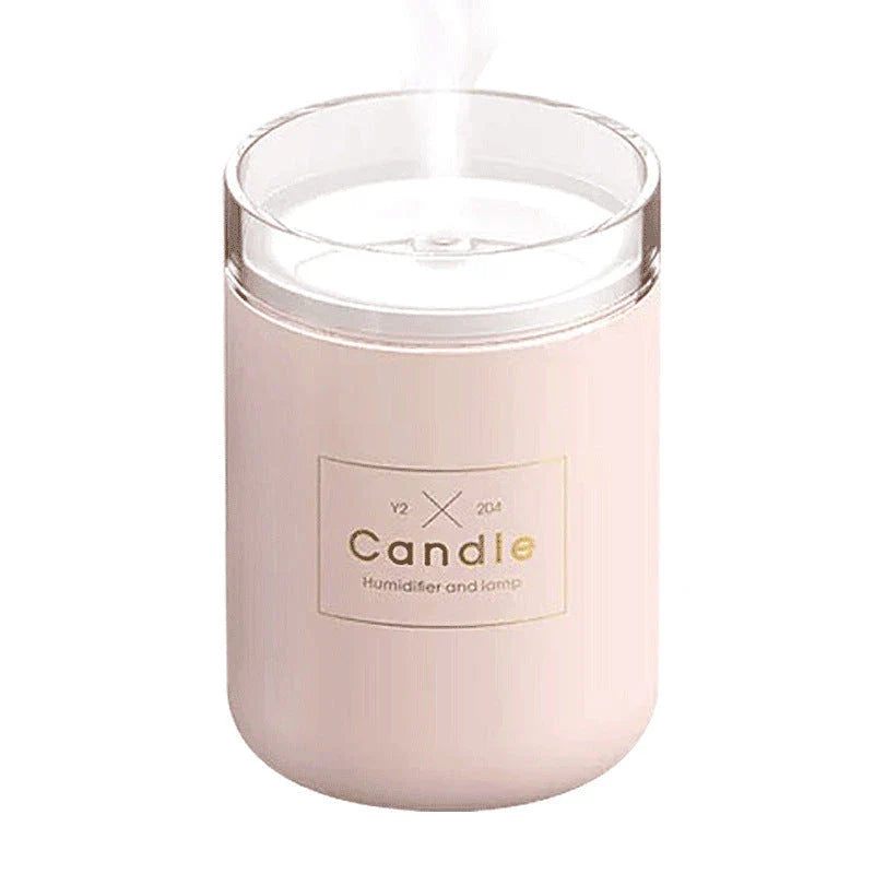 Compact USB-powered air humidifier with adjustable mood lighting, ideal for desks or bedside tables