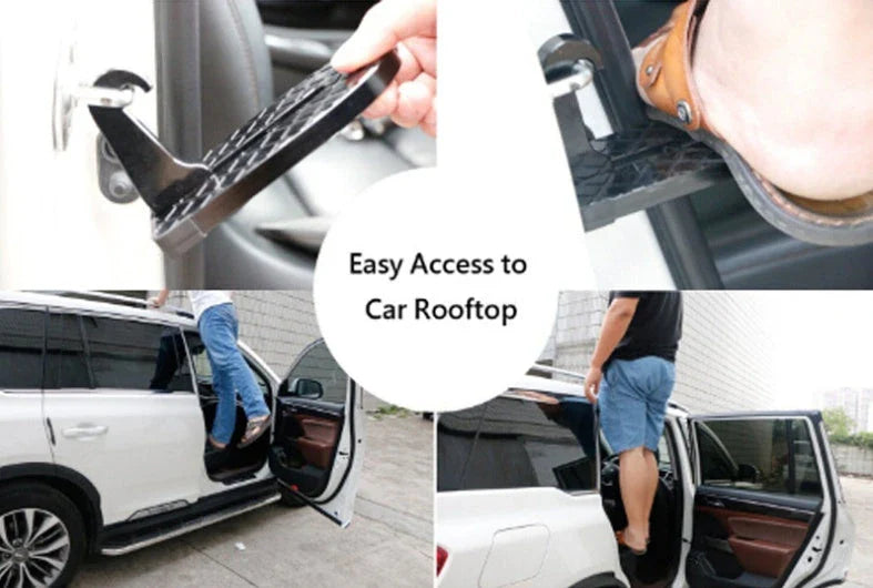 Durable aluminum alloy car assist pedal with versatile design for roof access and door hook assistance
