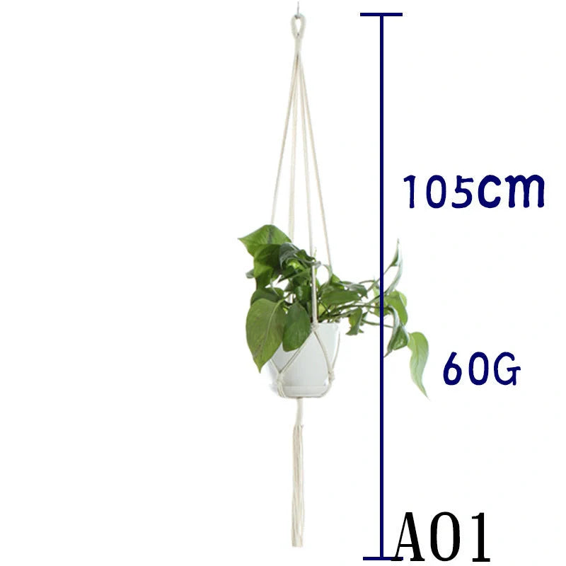 Stylish hanging cotton rope plant holder for indoor and outdoor decoration