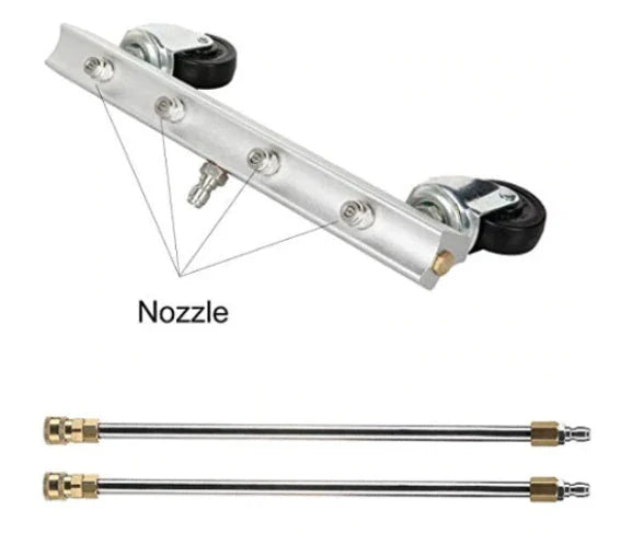 Versatile car chassis cleaning brush with copper-stainless steel alloy and rubber construction, designed for efficient undercarriage cleaning
