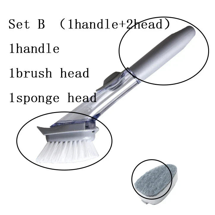 2-in-1 Cleaning Brush with Removable Head for Efficient Kitchen Cleaning