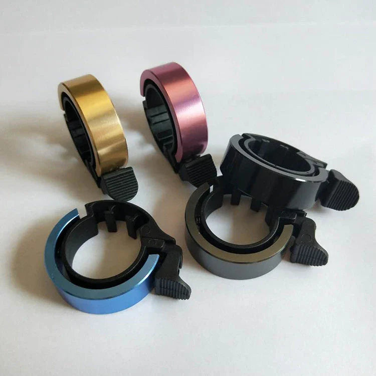 Stylish aluminium bicycle bell with clear, 90-decibel sound for enhanced safety and style on your mountain bike or road cycle
