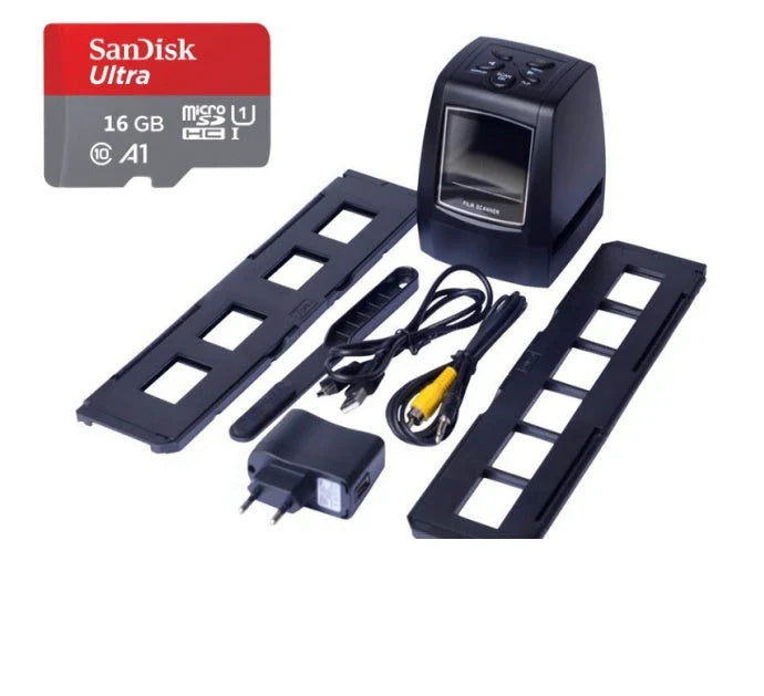 A versatile film and slide scanner that digitizes 35mm film, negatives, and slides with high resolution and vibrant colors.