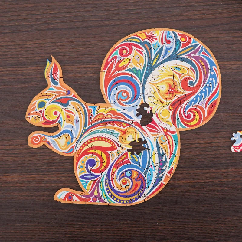 Charming wooden animal puzzles featuring a variety of wild creatures like foxes, wolves, and owls, perfect for a unique Christmas gift.