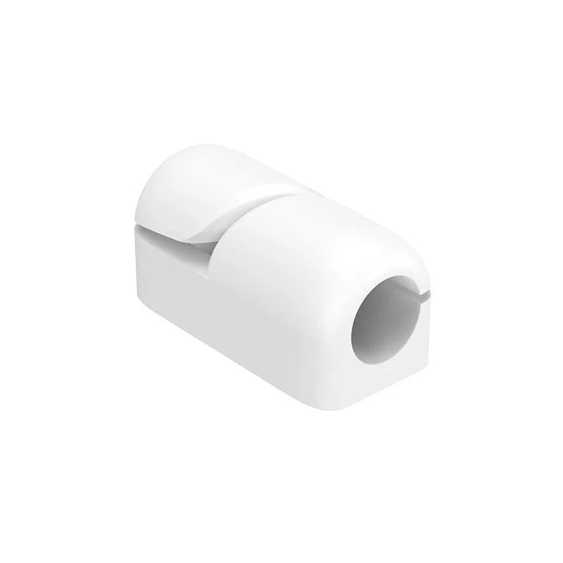 Premium silicone cable clips in various colours for organising and managing cables on desks, entertainment units, and other surfaces