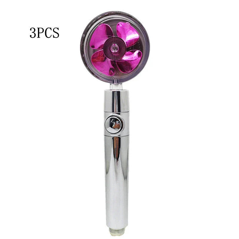 A high-pressure shower head with a stop button, cotton filter, and powerful water pressure for a luxurious bathing experience.