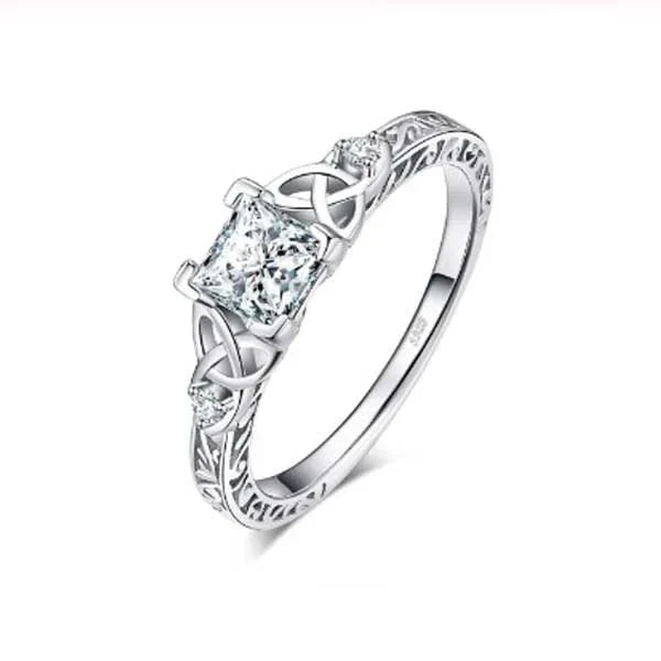 Elegant constellation-inspired engagement ring with brass and electricity white steel construction
