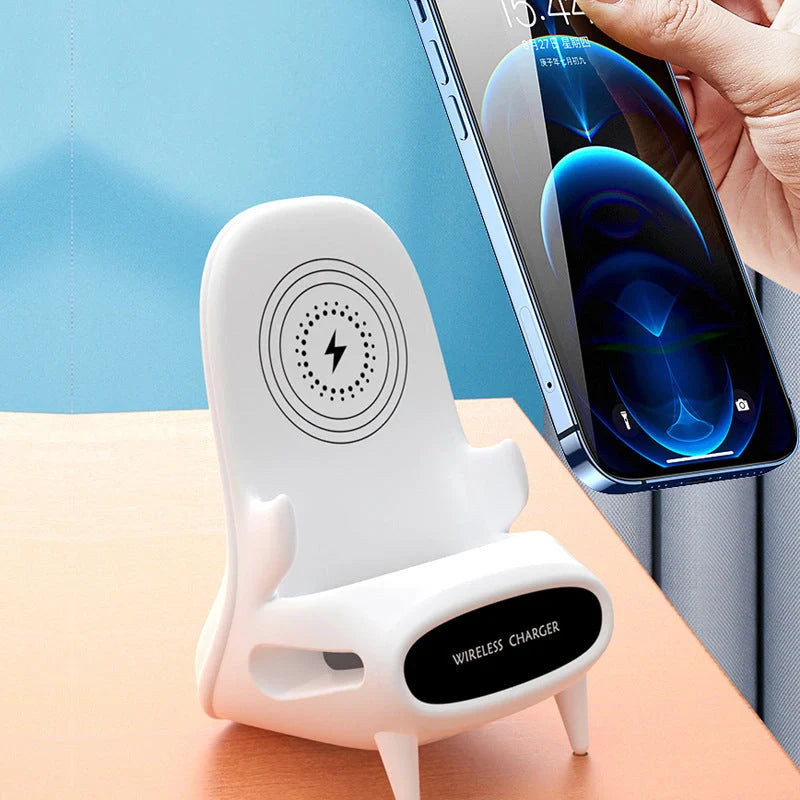 Portable mini chair wireless charger with 10W fast charge for Apple and Android phones