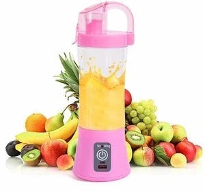 Portable USB Rechargeable Fruit Juicer Blender with 400mL Juice Cup in Blue, Pink, and Green Colors