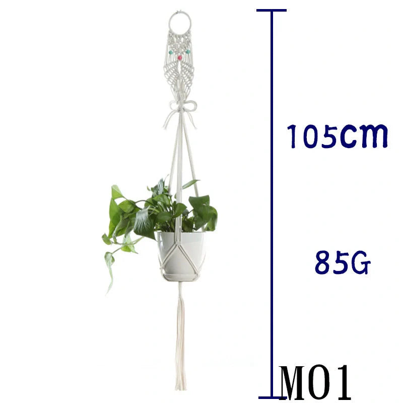 Stylish hanging cotton rope plant holder for indoor and outdoor decoration