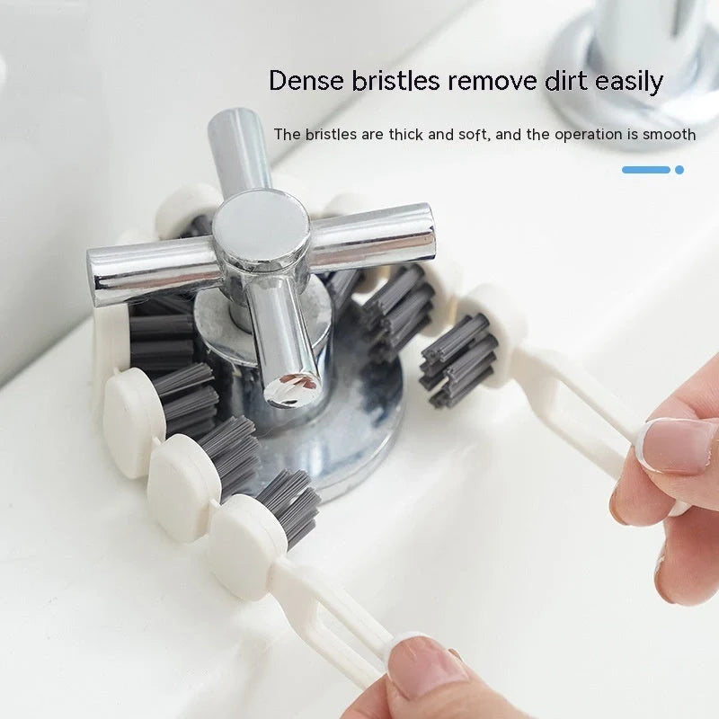 Bendable faucet cleaning brush with white PE/PP bristles for kitchen and bathroom use