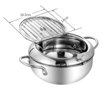 Premium stainless steel folding fryer with thermometer, perfect for frying french fries and other crispy dishes