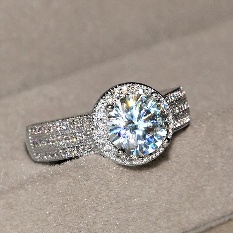 Classic Lotus Diamond Ring in brass with electric white steel finish