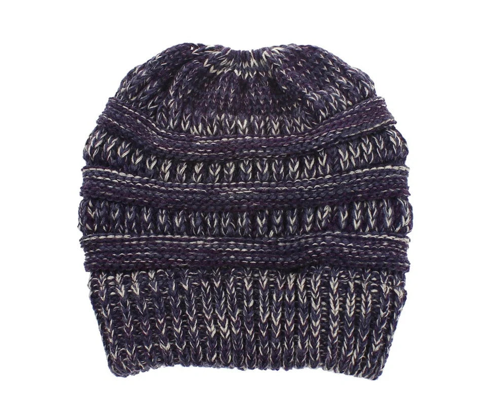 Stylish knitted wool beanie for British ladies with a discreet ponytail hole and a variety of vibrant colour options