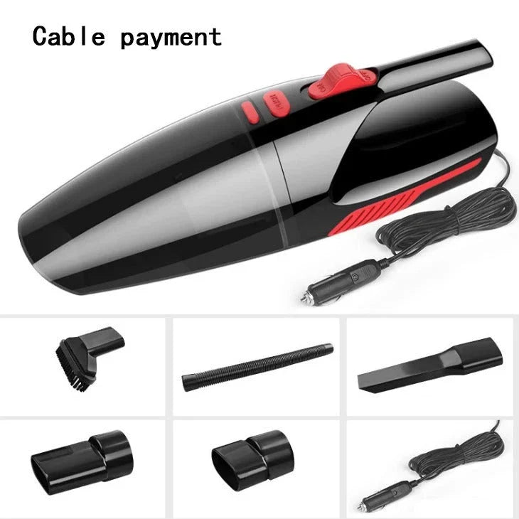 Powerful handheld vacuum cleaner with attachments for cleaning small car interiors