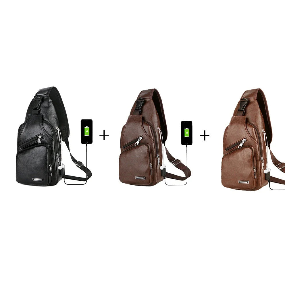 Stylish USB charging messenger bag with wear-resistant fabric, headphone jack, and spacious front pocket for modern, tech-savvy individuals