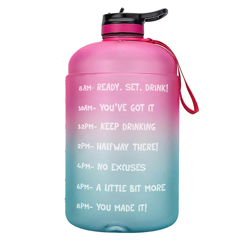 QuiFit Gallon Water Bottle with straw and motivational quote in various colors