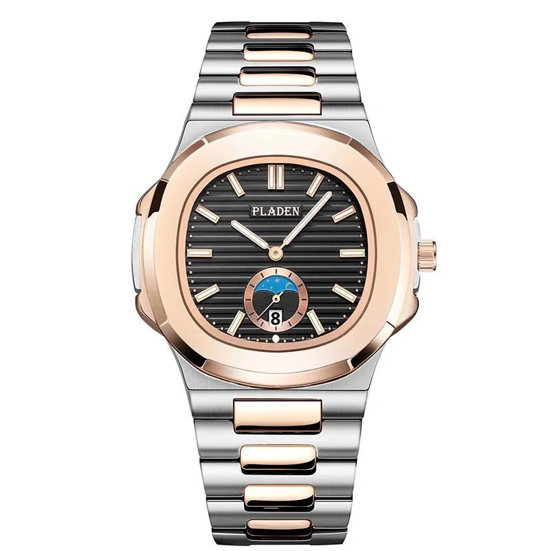 Premium Waterproof Quartz Watch with stainless steel case, mineral glass face, and quartz movement for reliable timekeeping